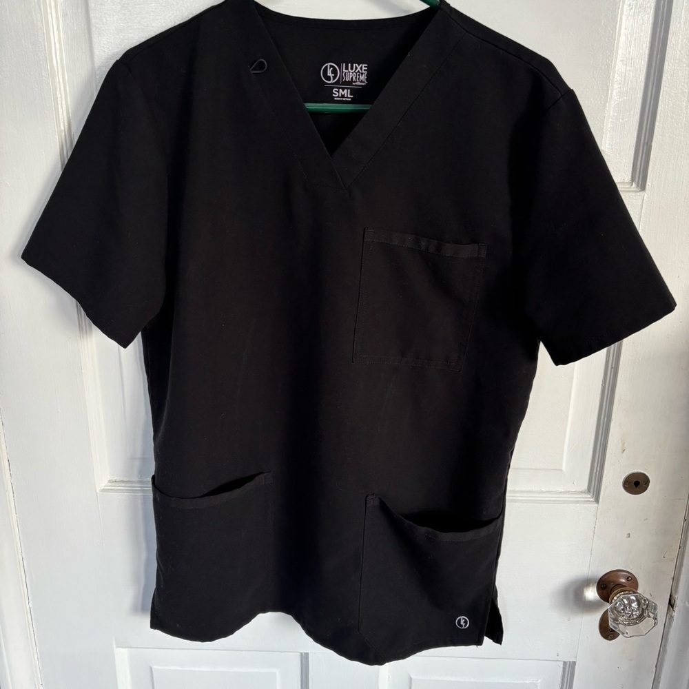 Allheart Luxe Supreme Black Short Sleeve Women's Scrub Top